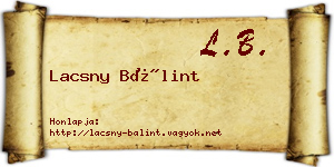 Lacsny Bálint névjegykártya